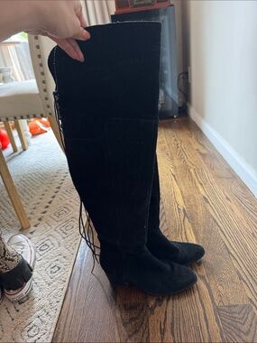 Black Over-the-Knee Suede Boots - Classic Women's Riding Style